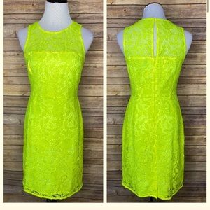 J Crew Collection Neon lime yellow lace dress